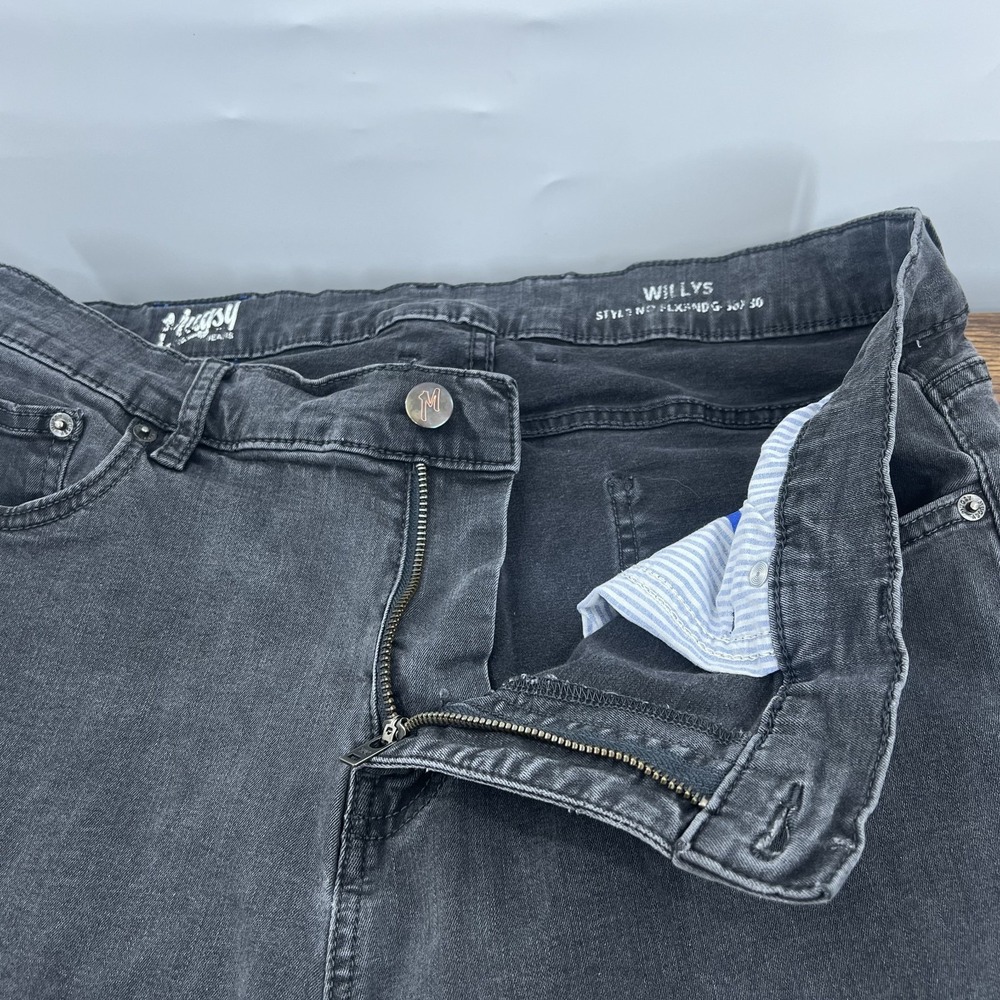 Mugsy Jeans Mens 38x33 Black Gray Willys FLX3NDG Stretch Flex Denim Pants - Picture 6 of 13